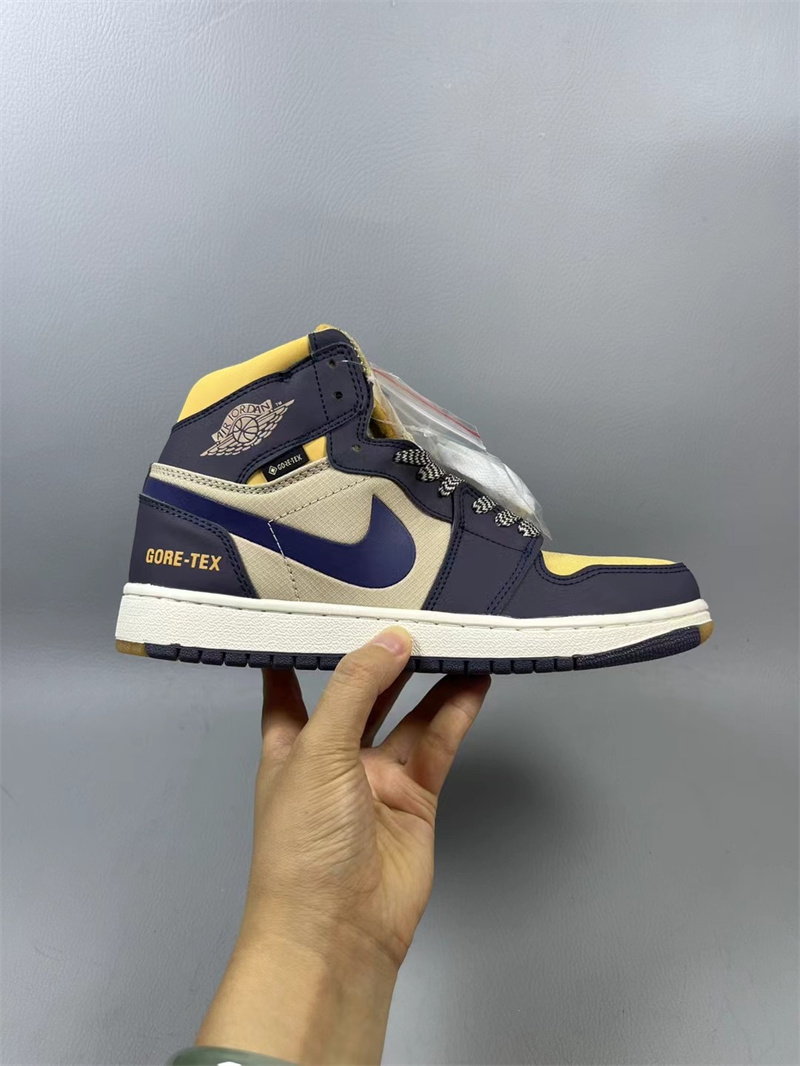 Women Running Weapon Air Jordan 1 Navy/Cream Shoes 486